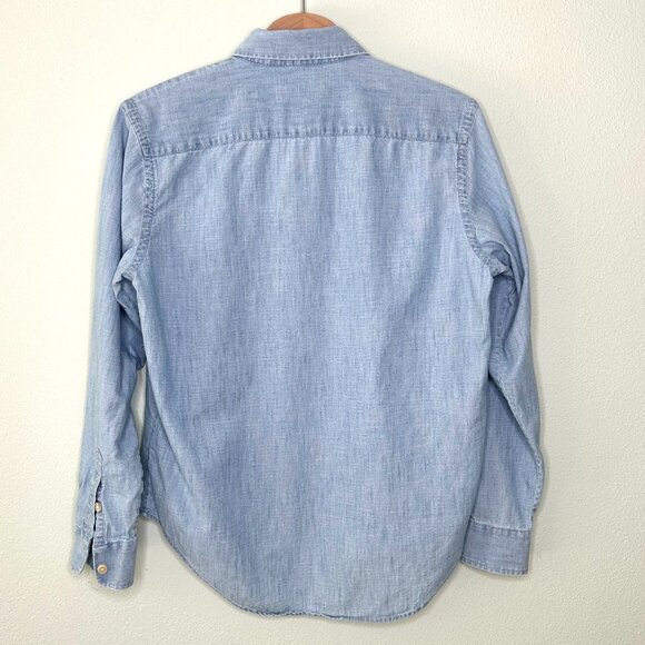 Seven For All Mankind Button Down Shirt Blue Chambray Size S - Picture 5 of 11